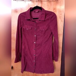 White Crow corduroy snap button front dress